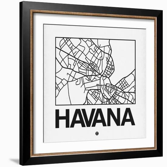 White Map of Havana-NaxArt-Framed Art Print