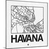 White Map of Havana-NaxArt-Mounted Art Print