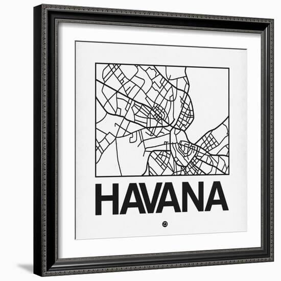 White Map of Havana-NaxArt-Framed Art Print