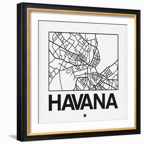 White Map of Havana-NaxArt-Framed Art Print