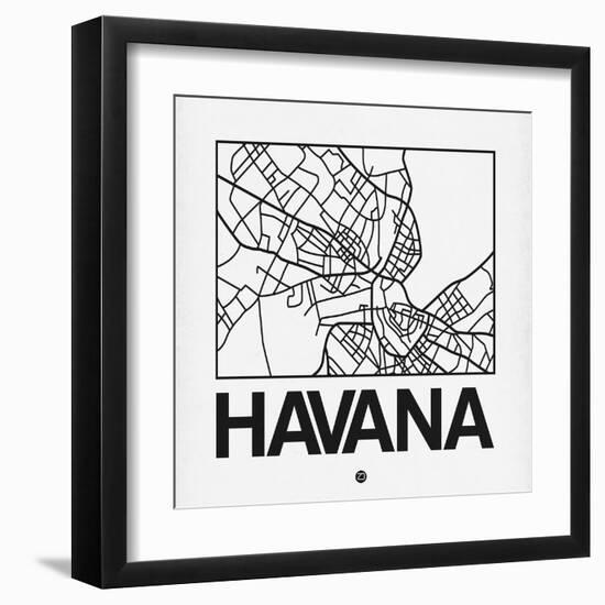 White Map of Havana-NaxArt-Framed Art Print