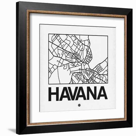 White Map of Havana-NaxArt-Framed Art Print