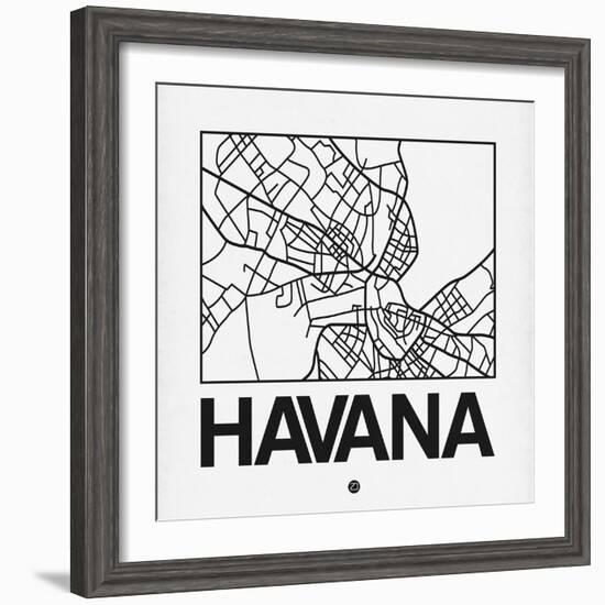 White Map of Havana-NaxArt-Framed Premium Giclee Print