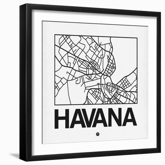 White Map of Havana-NaxArt-Framed Premium Giclee Print