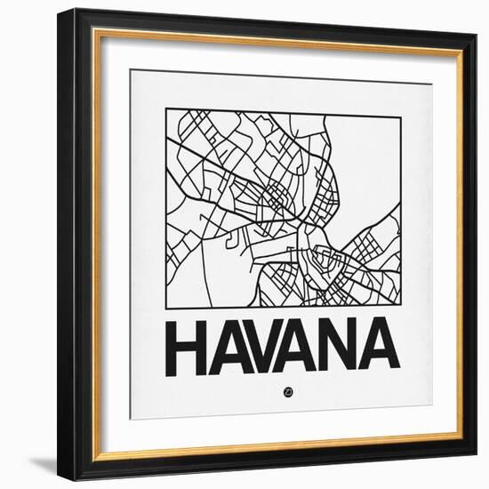 White Map of Havana-NaxArt-Framed Premium Giclee Print