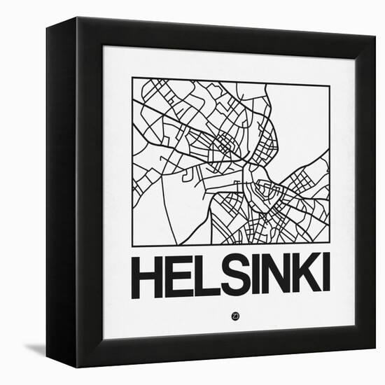 White Map of Helsinki-NaxArt-Framed Stretched Canvas