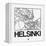 White Map of Helsinki-NaxArt-Framed Stretched Canvas