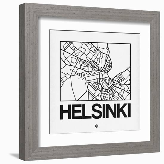 White Map of Helsinki-NaxArt-Framed Art Print