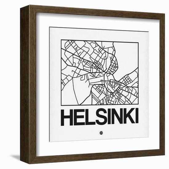 White Map of Helsinki-NaxArt-Framed Art Print