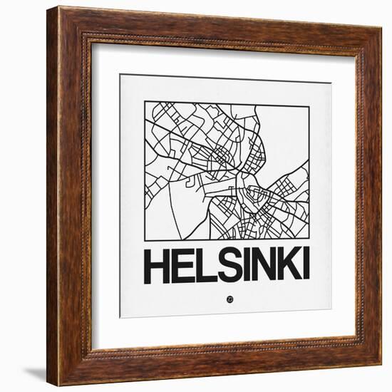 White Map of Helsinki-NaxArt-Framed Art Print