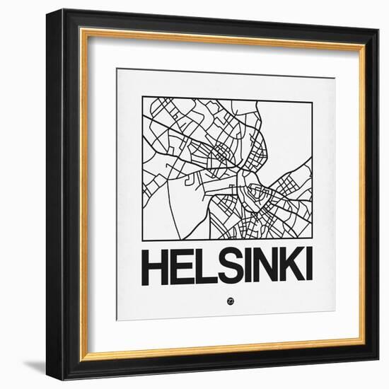 White Map of Helsinki-NaxArt-Framed Art Print