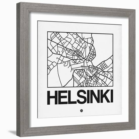 White Map of Helsinki-NaxArt-Framed Art Print