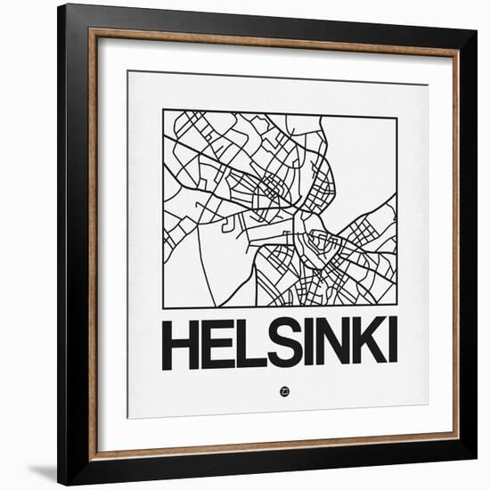 White Map of Helsinki-NaxArt-Framed Art Print