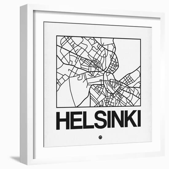 White Map of Helsinki-NaxArt-Framed Art Print