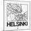 White Map of Helsinki-NaxArt-Mounted Art Print