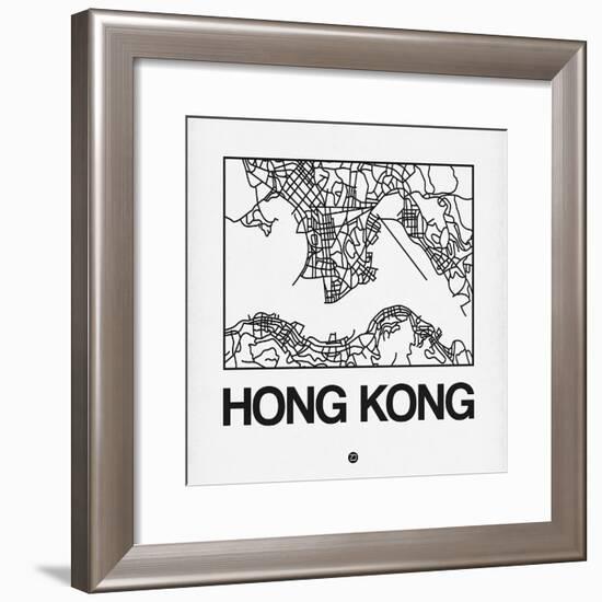 White Map of Hong Kong-NaxArt-Framed Premium Giclee Print