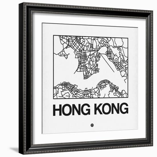 White Map of Hong Kong-NaxArt-Framed Premium Giclee Print