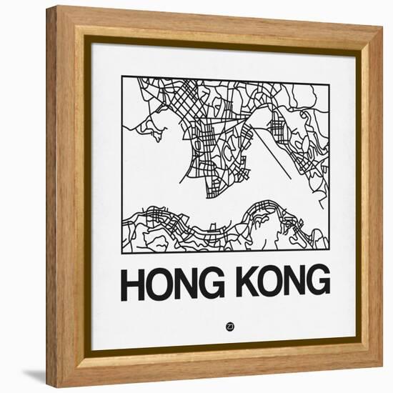 White Map of Hong Kong-NaxArt-Framed Stretched Canvas