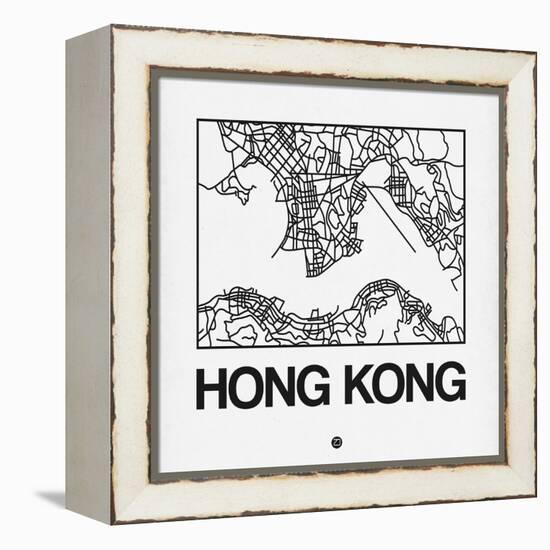 White Map of Hong Kong-NaxArt-Framed Stretched Canvas