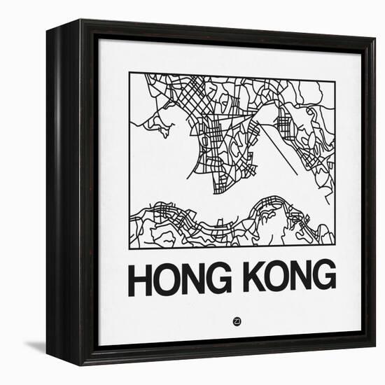 White Map of Hong Kong-NaxArt-Framed Stretched Canvas