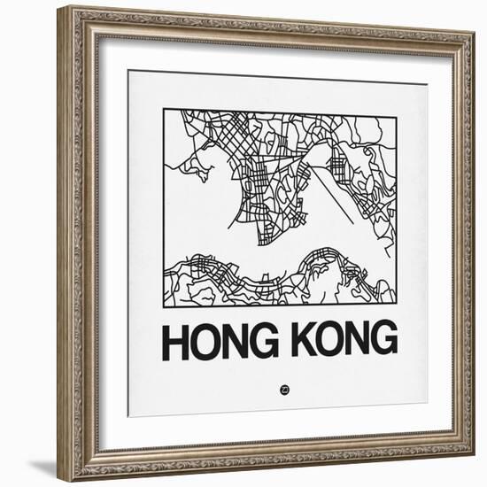 White Map of Hong Kong-NaxArt-Framed Art Print