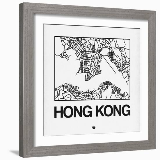 White Map of Hong Kong-NaxArt-Framed Art Print