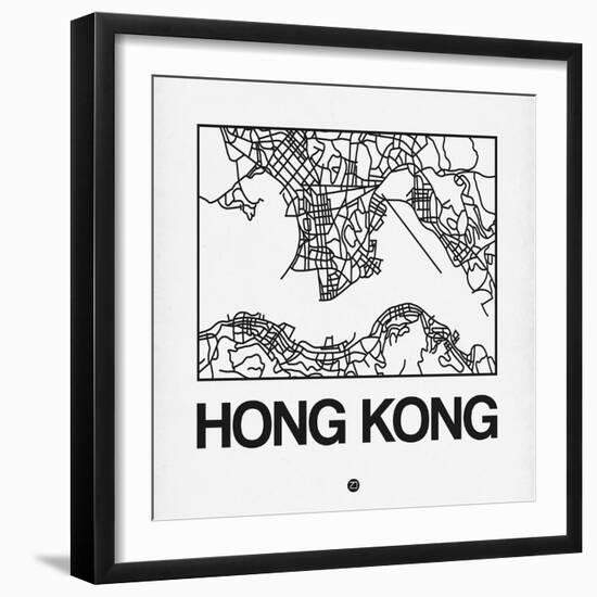 White Map of Hong Kong-NaxArt-Framed Art Print