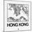 White Map of Hong Kong-NaxArt-Mounted Art Print