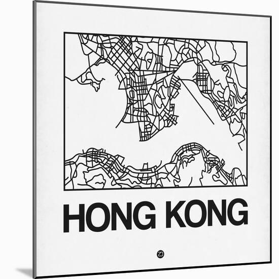 White Map of Hong Kong-NaxArt-Mounted Art Print