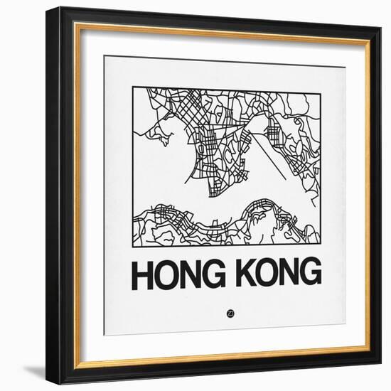 White Map of Hong Kong-NaxArt-Framed Art Print