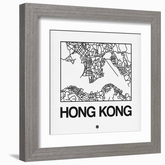 White Map of Hong Kong-NaxArt-Framed Art Print