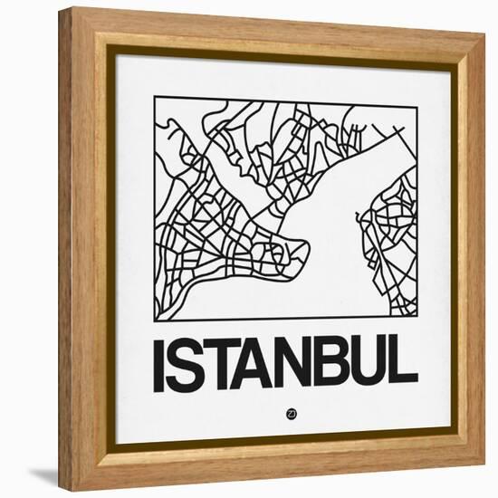 White Map of Istanbul-NaxArt-Framed Stretched Canvas