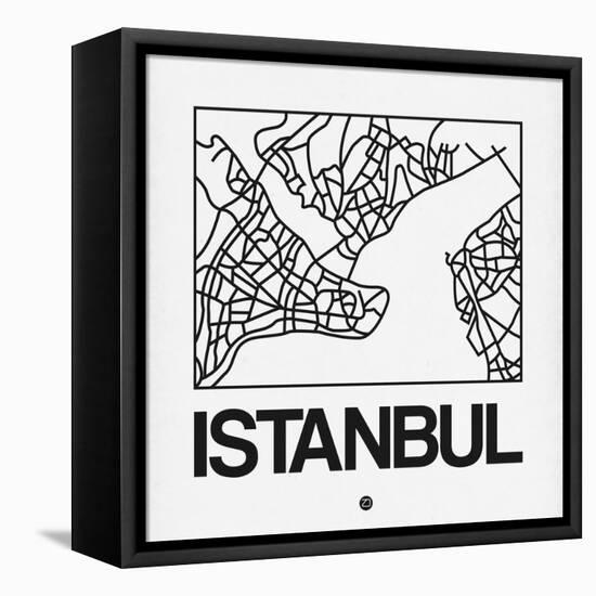 White Map of Istanbul-NaxArt-Framed Stretched Canvas