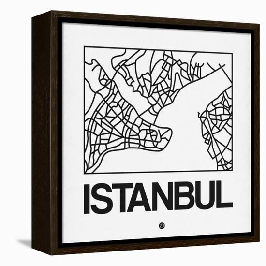 White Map of Istanbul-NaxArt-Framed Stretched Canvas