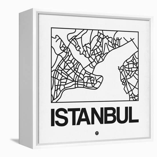 White Map of Istanbul-NaxArt-Framed Stretched Canvas