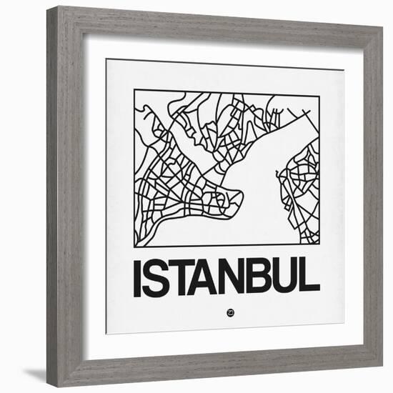 White Map of Istanbul-NaxArt-Framed Art Print