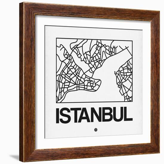 White Map of Istanbul-NaxArt-Framed Art Print