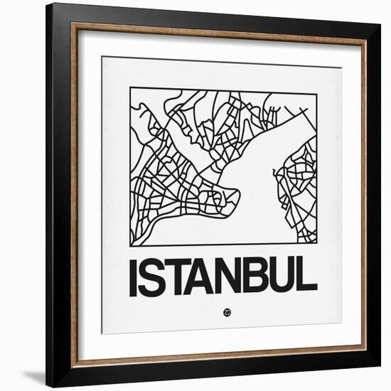 White Map of Istanbul-NaxArt-Framed Art Print