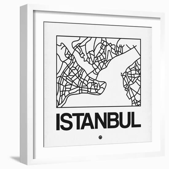 White Map of Istanbul-NaxArt-Framed Art Print