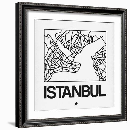 White Map of Istanbul-NaxArt-Framed Art Print