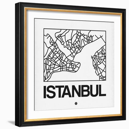 White Map of Istanbul-NaxArt-Framed Art Print