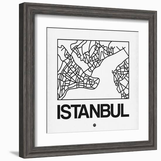 White Map of Istanbul-NaxArt-Framed Art Print