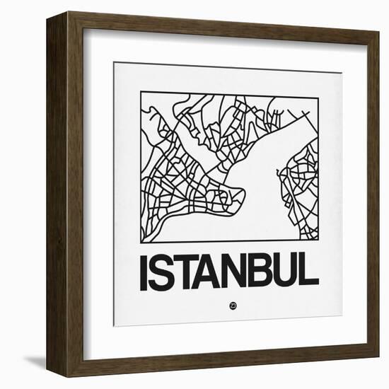 White Map of Istanbul-NaxArt-Framed Art Print