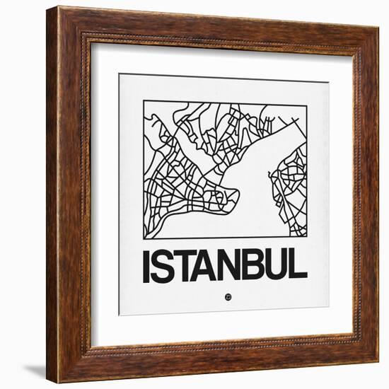 White Map of Istanbul-NaxArt-Framed Art Print