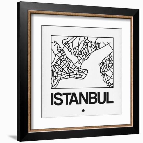 White Map of Istanbul-NaxArt-Framed Art Print