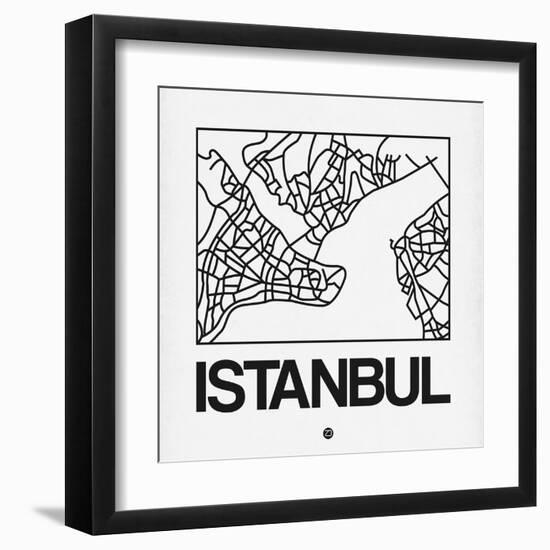 White Map of Istanbul-NaxArt-Framed Art Print