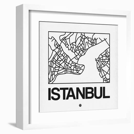 White Map of Istanbul-NaxArt-Framed Art Print