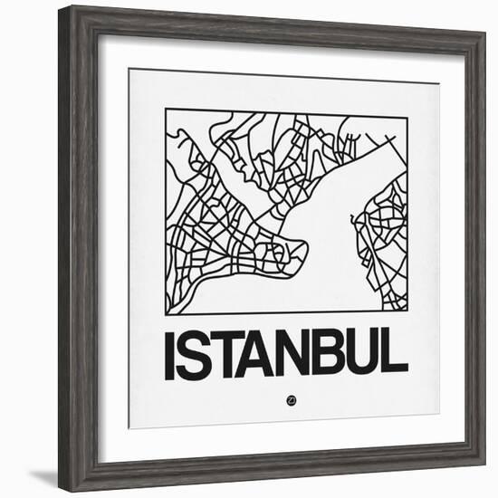 White Map of Istanbul-NaxArt-Framed Premium Giclee Print