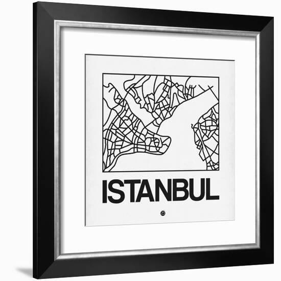 White Map of Istanbul-NaxArt-Framed Premium Giclee Print