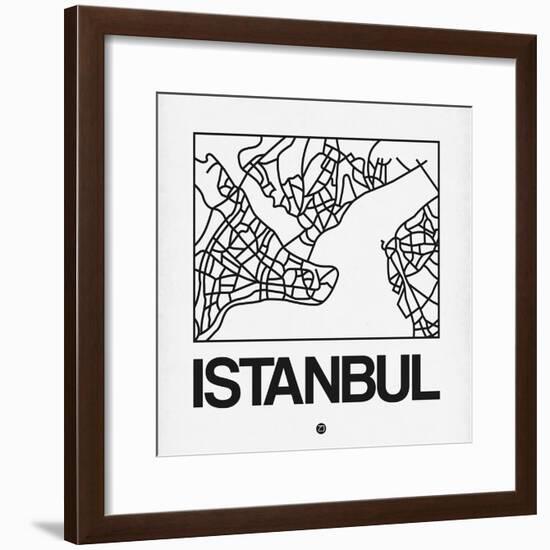 White Map of Istanbul-NaxArt-Framed Premium Giclee Print